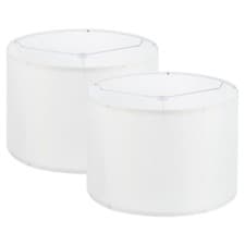 Image of 2Pcs Drum Lamp Shades 13"x13"x9" Linen Round Lamp Shade for Table Lamps White