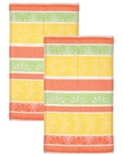 Image of 2pk Jacquard Citrus Fruit Kitchen Towel Tea Towels Dry Cleaning Dish Cloth Green