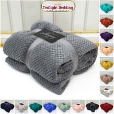 Image of Luxury Popcorn Throws Double & King Size Cuddly Cosy Warm Blanket For Sofa & Bed