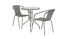 Image of 2 Seater Rattan Effect Garden Bistro Set Grey Patio Furniture Outdoor