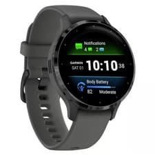 Image of Garmin Venu 3S - 41mm - Slate Stainless Steel Case, Grey Silicone Band - Good