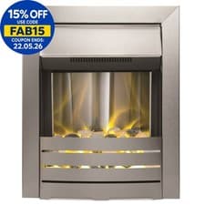 Image of Adam Helios Steel Brushed Inset Electric Fire Heater Heating Real Flame Effect