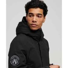 Image of Superdry Black Hooded Wind Parka Size Large New With Tags