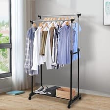 Image of Clothes Rack High-Quality Steel Frame Adjustable Height 360° Rotating Wheels