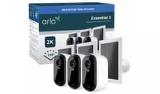 Image of Arlo Essential 3 2K Outdoor Security Camera & Solar - Pack of 3 - NEW AND SEALED