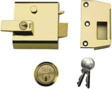 Image of Yale P-1-BLX-PB-60 Double Locking Nightlatch, 60 mm Backset, Brass Finish