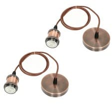 Image of 2Pack E27 Ceiling Rose Light Fitting Vintage Industrial Pendant Lamp Bulb Holder