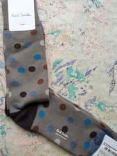Image of Paul Smith Mens English Socks Pro Polka Dot Grey & Multi K842 One Size CottonMix