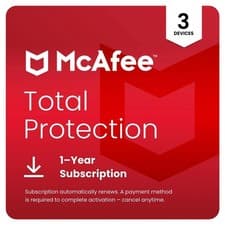 Image of McAfee Total Protection 2026 Antivirus 3 PC Devices 1 Year (EMAIL)