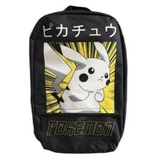 Image of Pokemon Pikachu Kanji Black Backpack Bioworld 2022 Tech Sleeve 11”x19”x5.5” NWOT