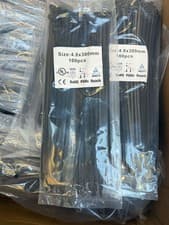 Image of Black Cable Ties Zip Ties Nylon Wraps Thick Heavy Duty Tie 300mm X 4.8mm