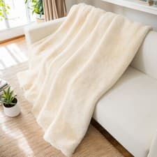 Image of Throw Fluffy Blanket Faux Fur Throw Blanket Super Soft Warm Blanket Sofa Bedding