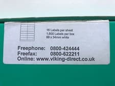 Image of Labels for Laser Printer 16 Labels (99mm x 34mm) per A4 Sheet - 54 Sheets