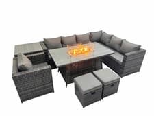 Image of Fimous Outdoor Furniture Rattan Garden Corner Sofa Set Patio Gas Fire Pit Table