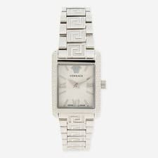 Image of Versace - Stainless Steel Tonneau Square Dial Analogue Watch - Womens