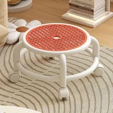 Image of Round Rolling Low Stool Lightweight with Wheels for Home Pedicure Garage