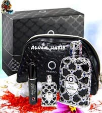 Image of OUD SAFFRON EDP 80ML+7.5ML EDP + REFILLABLE ATOMISER+BAG gift Set By Orientica