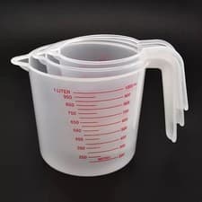 Image of 3x Plastic Clear Measuring Jug Baking Kitchen Cooking Stackable Handle