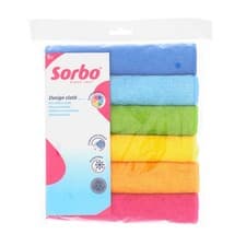 Image of Sorbo Pack of 6 Microfibre Cleaning Cloths, Multipurpose Cleaning