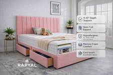 Image of LUXURY PLUSH DIVAN BED SET + MEMORY FOAM MATTRESS & HEADBOARD 3FT 4FT 4FT6 5FT