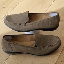 Image of WOMENS HOTTER SUEDE SLIP ON BROWN SHOES UK 5.5