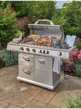 Image of UniFlame 6 Burner Gas BBQ Grill Outdoor Stainless Steel Rotisserie Side Burner 2