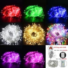 Image of Mains Plug in LED Fairy String Lights 10-100M Waterproof Outdoor Wedding Xmas UK
