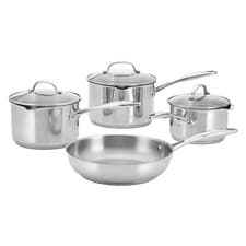 Image of Stellar 7000 Profile Cookware Set 4 Piece Stainless Steel Draining Lid Silver