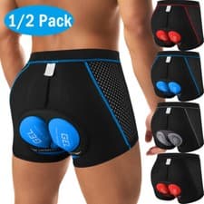 Image of 1/2 Pack Mens Cycling Shorts 4D Gel Padded Underwear Mountain Bike Bicycle Pants