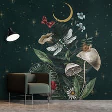 Image of FOREST GREEN FUNGHI Photo Wallpaper Art Wall Mural Home Decoration b-C-10289-a-a