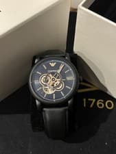 Image of Emporio Armani AR60012 Men’s Meccanico Watch , Black Skeleton