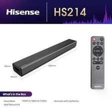 Image of Hisense HS214 Bluetooth Soundbar, Powerful Bass, Compact, HDMI/USB/AUX Input