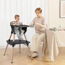 Image of Convertible Baby High Chair 4-in-1 with 2-Position Tray (6–36m, 15kg)
