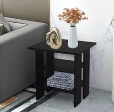 Image of 3 Tier Wooden Side Table with Storage End Table Nightstand Living Room & Bedroom