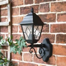 Image of Black Traditional Victorian Outdoor Wall Lantern with Ornate Bracket