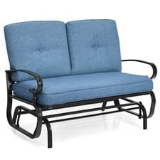 Image of 2 Seater Outdoor Glider Bench Swing Glider Chair Loveseat W/Comfortable Cushions