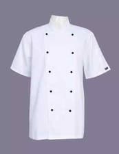 Image of Highliving White Chef Jacket Unisex, Professional Catering Uniform, Short Sleeve