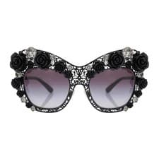 Image of DOLCE & GABBANA Filigree Crystal Rose Metal Sunglasses Glasses DG 2160B Black