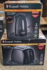 Image of Russell Hobbs Textures Kettle 21271 & 2 Slice Toaster 21641 Set - Black