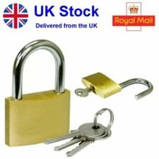 Image of 1x Brass Padlock 20mm 25mm 30mm 40mm 50mm with 3 Keys luggage suitcase gym shed