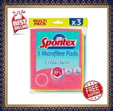 Image of Spontex Microfibre Pads, 3 Count (Pack of 1) FREE DELIVERY ✅