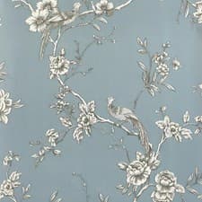 Image of Blue Wallpaper Navy Botanical Floral Animals Metallic - Various Designs