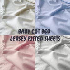 Image of Cot Bed Fitted Sheet 100% Premium Cotton Jersey Toddler Bed Size 70x140cm