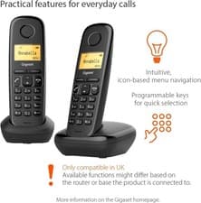 Image of Gigaset A170 Duo Cordless DECT Telephone Illuminated Graphic Display Black
