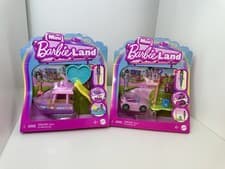 Image of Barbie Mini Barbie Land Boat Slide & Car Playset Doll Bundle Mattel