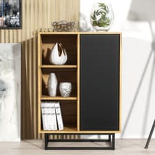 Image of 100cm Vintage Oak Sideboard Cabinet | Loft Retro TV Unit Cupboard Stand