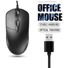 Image of Wired Mouse For PC Laptop Computer Wheel-Black USB Optical Wired Mouse Scroll