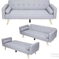 Image of 3-Seater Sofa Bed Upholstered Convertible Couch Adjustable Angle