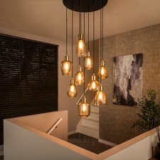 Image of 9 STRING PENDANT LIGHT METAL PENDANT CEILING LIGHT FIXTURE WITH GLASS SHADES