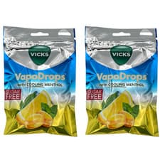 Image of Vicks VapoDrops Lemon Sugar-Free Lozenges with Menthol 72g - 2 Pack